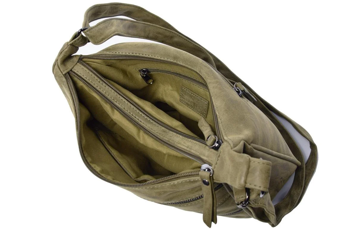 Bicky Bernard Omhang Schoudertas Ritsvakjes Trendy Tas olijf - olive - Afbeelding 4