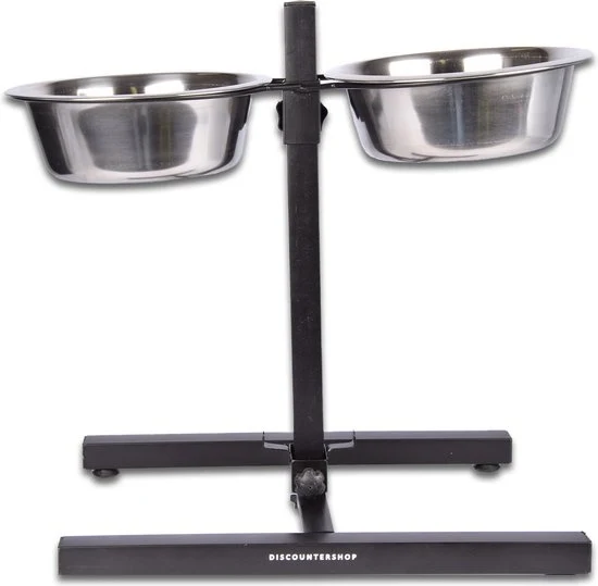 Voerbak Set| Verstelbare | H-Standaard Hamerslag | Eetbak | RVS | Voerbakken | Antislip | Waterbak | 46cm*28cm*8cm - Afbeelding 6