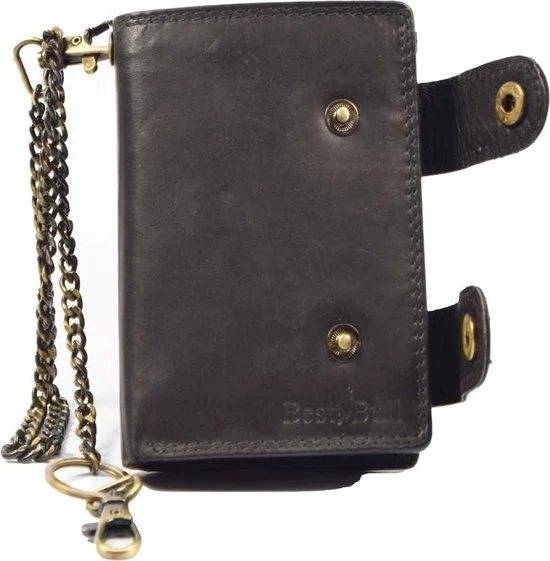 Portemonnee met ketting - Leren Dames Portemonnee Met Ketting Zwart - Leren Heren Portemonnee Met Ketting Zwart - Afbeelding 5