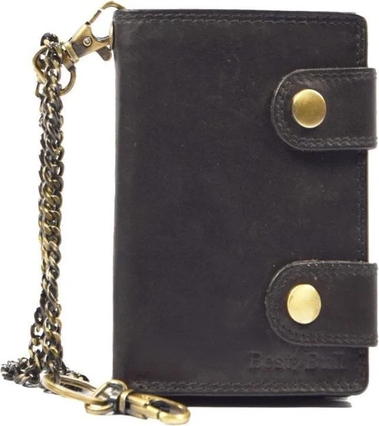 Portemonnee met ketting - Leren Dames Portemonnee Met Ketting Zwart - Leren Heren Portemonnee Met Ketting Zwart - Afbeelding 2