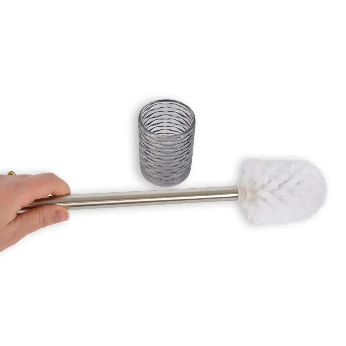 Toiletborstel | Glas | WC borstel | Grijs | Bekerhouder | Badkameraccessoires | toiletborstelhouder | 35cm*8cm37cm - Afbeelding 4