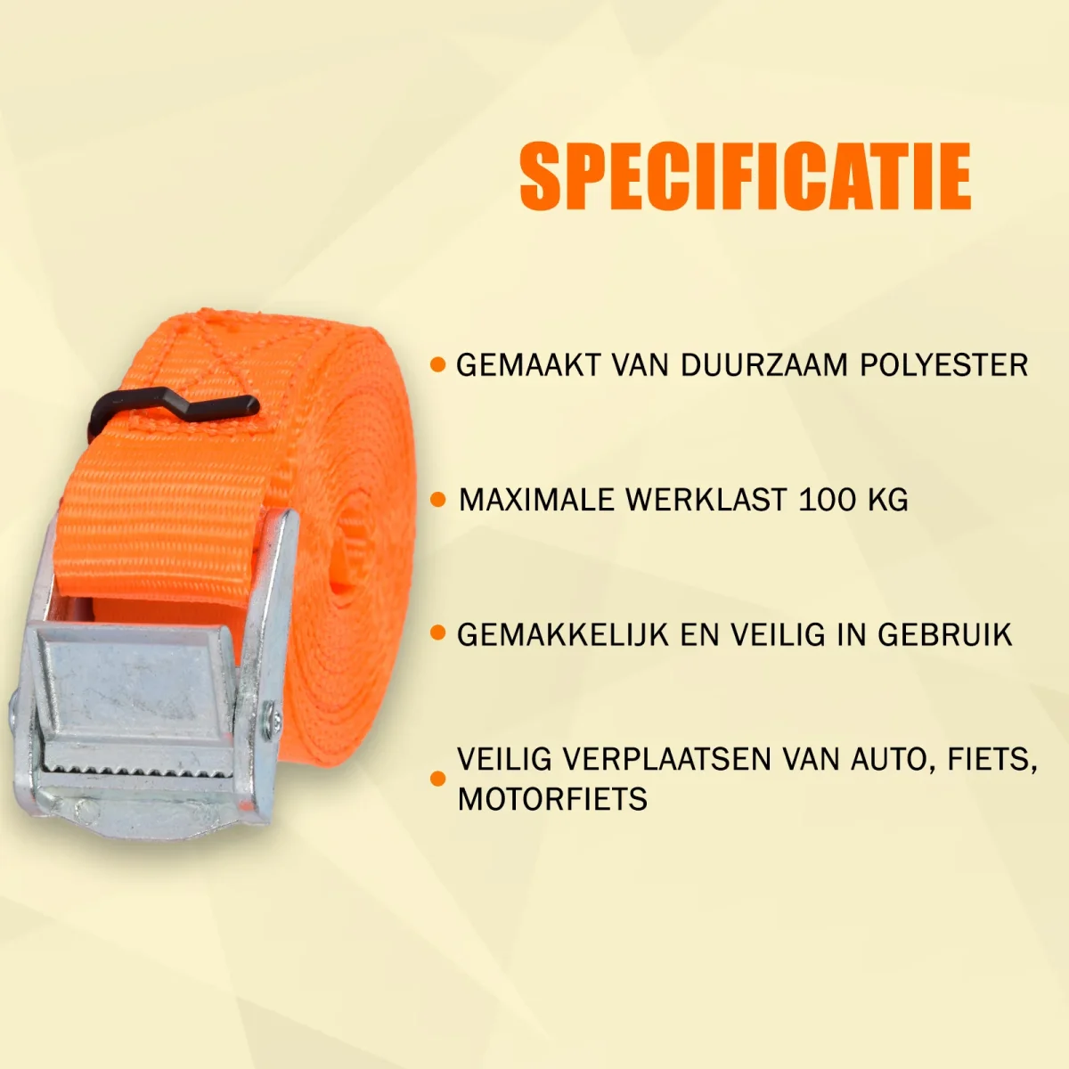 2x | Snelbinder | Spinbinder | Elastiek & metaal | Oranje | spinbinder fiets | Maximale werklast:100kg | Verstelbaar en Sterk | 2cm*3.5cm*3cm - Afbeelding 3