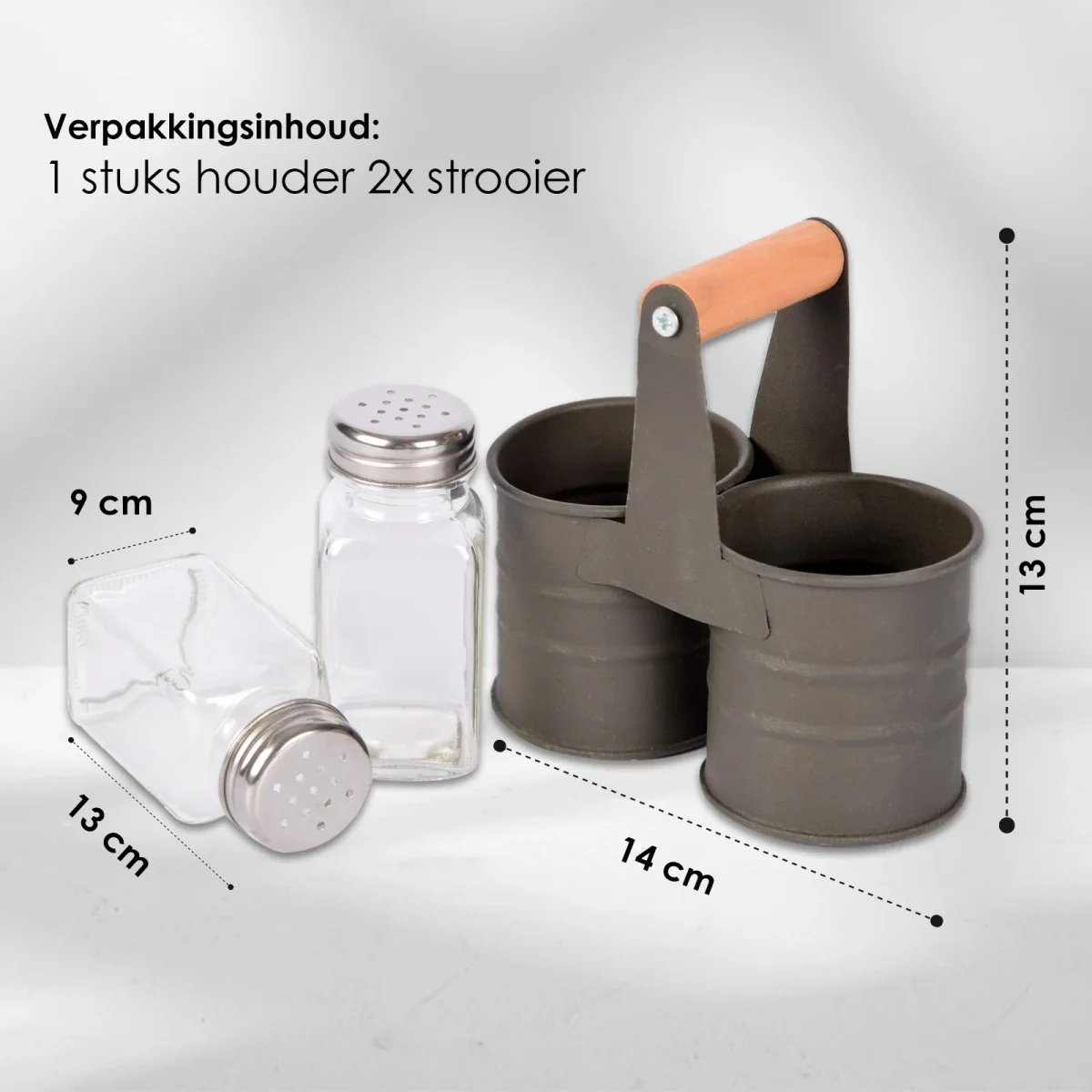 Til uw Kookkunsten naar een Hoger Niveau met een Elegante Donkergrijze Peper- en Zoutmolen Set met 4 Houders en 8 Strooiers - Afbeelding 3