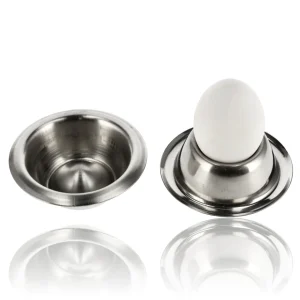 Eierdopjes RVS Set | Stapelbare Zilveren Eierdopjes met Voet | Ontbijt & Pasen | Diameter 8,5cm, Hoogte 3,5cm
