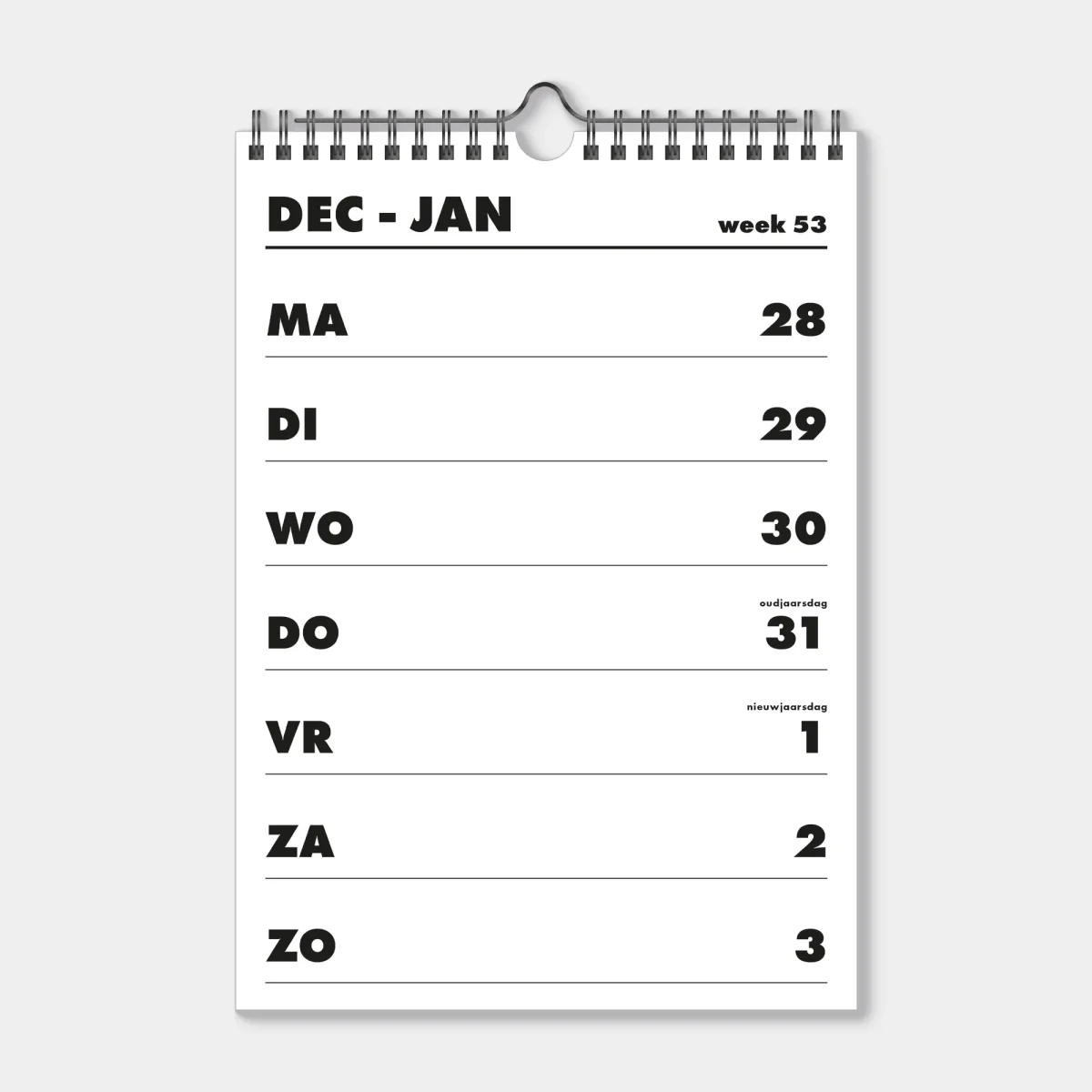 SPIRAALKALENDER 2027 A4 BASIC - Afbeelding 3