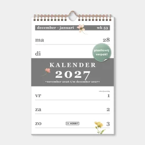 SPIRAALKALENDER 2027 A4 AQUAREL BLOEMETJES