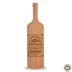 Borrelplank wijnfles | Gegraveerd vintage design met leeftijd