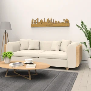 Luxe Skyline Waalwijk L (wand) | Grote houten wanddecoratie