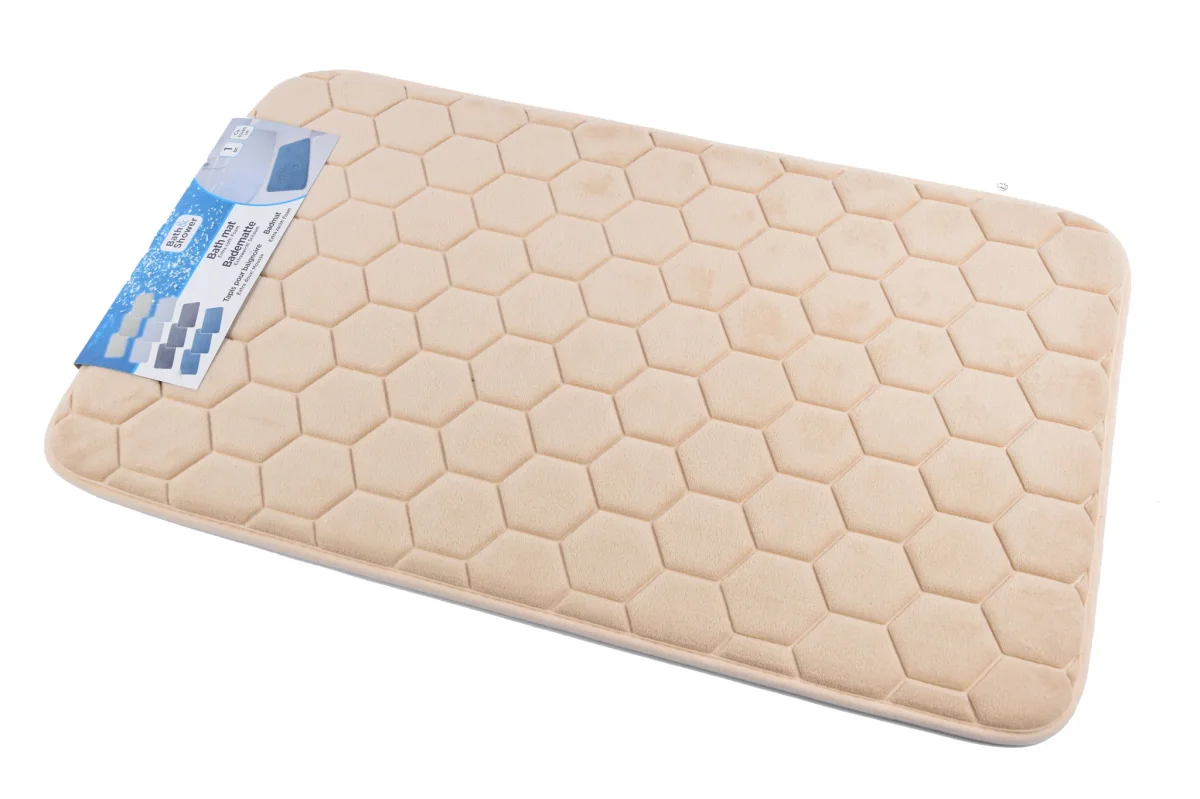 Badmat & WC Mat Set -Douche mat set - Crème 80cm x 50cm - badmat set 3-delig - Soft Foam - Extra Zacht - FOAM - Afbeelding 3