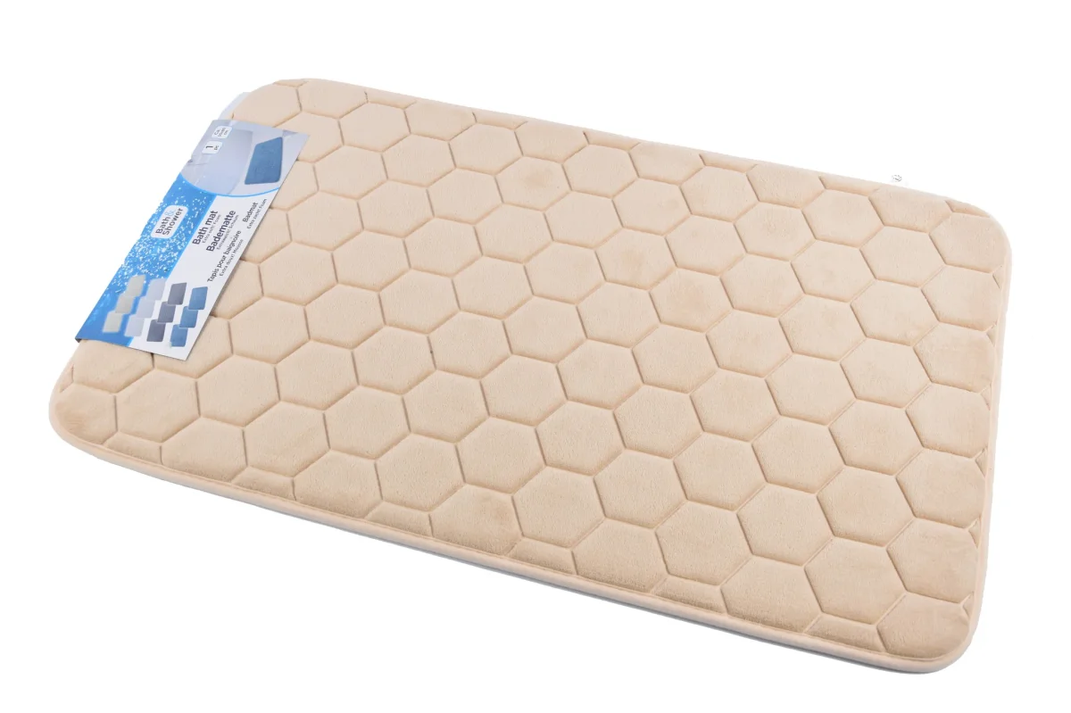 Badmat & WC Mat Set -Douche mat set - Crème 80cm x 50cm - badmat set 3-delig - Soft Foam - Extra Zacht - FOAM - Afbeelding 6