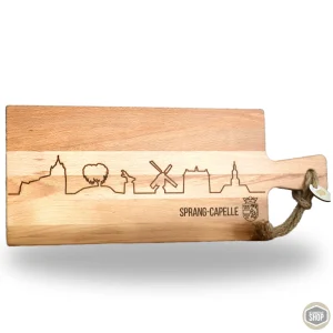 Borrelplank skyline Sprang-Capelle | Gegraveerde houten borrelplank