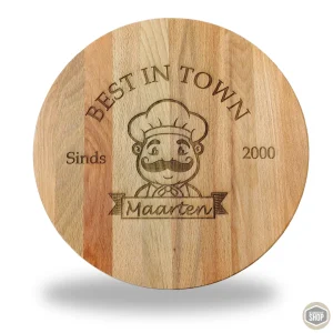Houten pizza plank | Gepersonaliseerde serveerplank met naam en jaartal