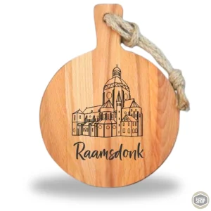 Borrelplank skyline Raamsdonk | Gegraveerde houten borrelplank